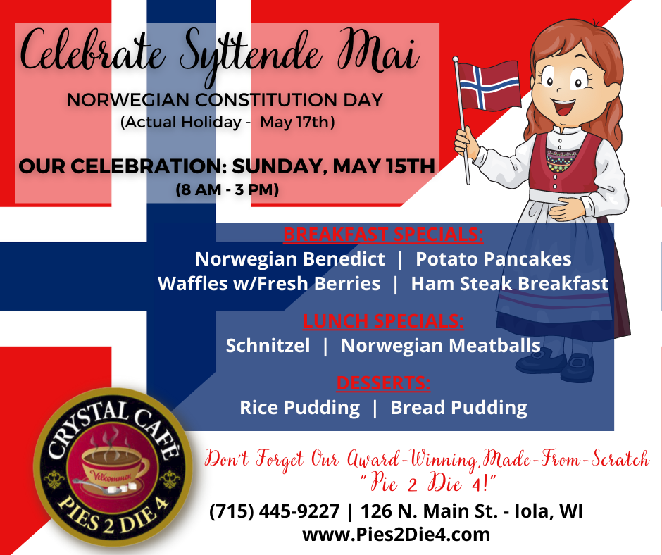 CELEBRATE NORWEGIAN CONSTITUTION DAY Crystal Café